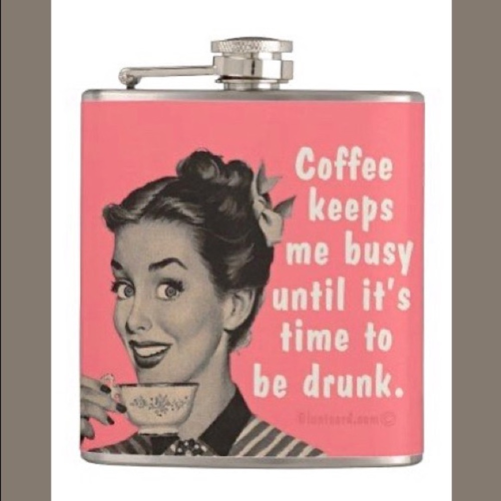 Liquid Courage Flask NIB Coral Pink 6 oz Funny